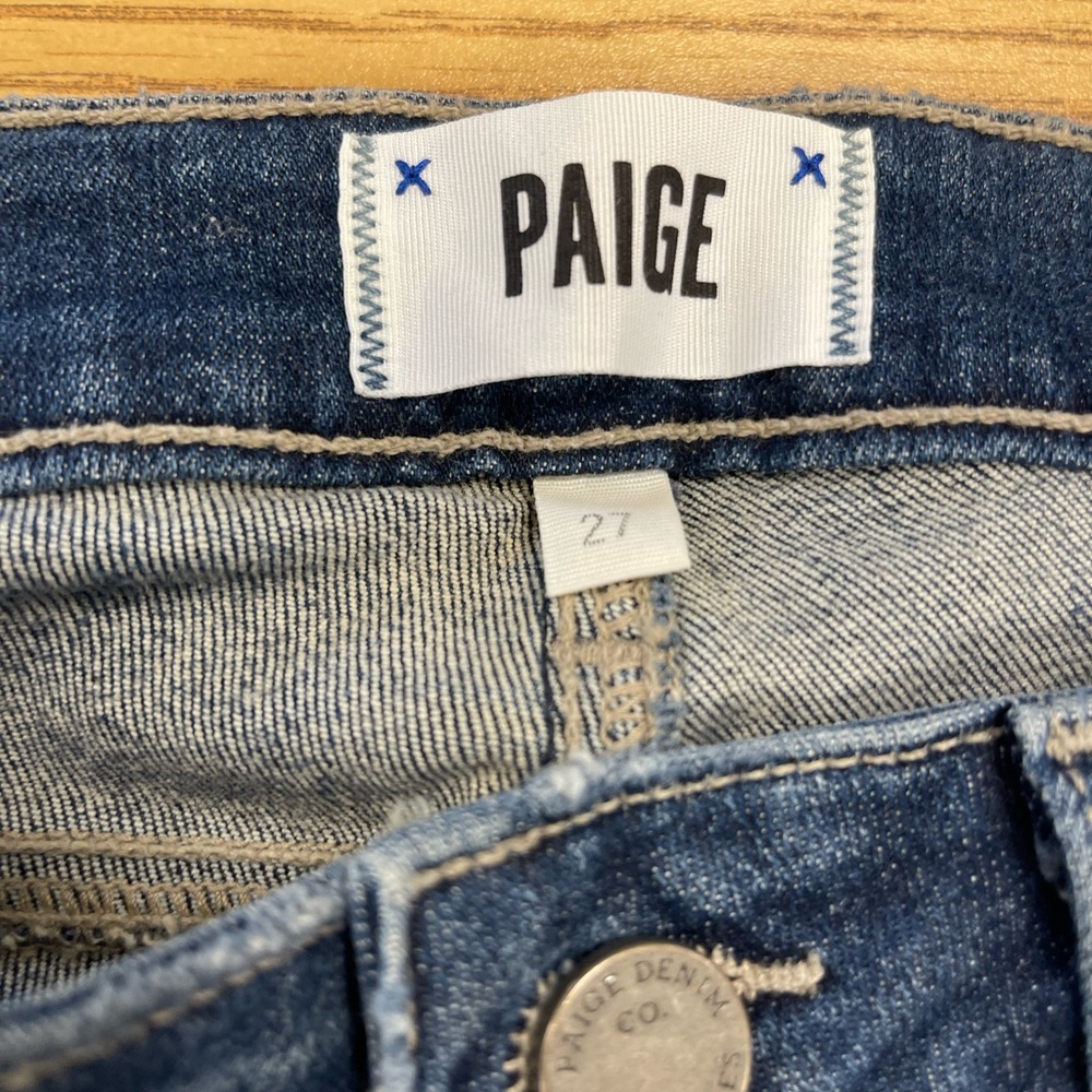 PAIGE Dark Blue Distressed Skinny Jeans - Picture 5 of 5